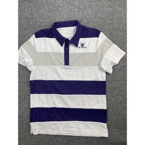 Chuco Equus Golf Shirt Men's Small White Purple Striped Polo Short Sleeve NWT